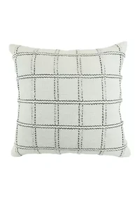 Grey Plaid Windowpane Throw Pillow