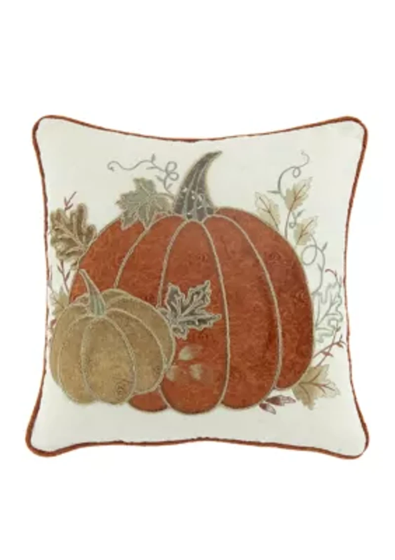 Orange Patterned Pumpkin Throw Pillow