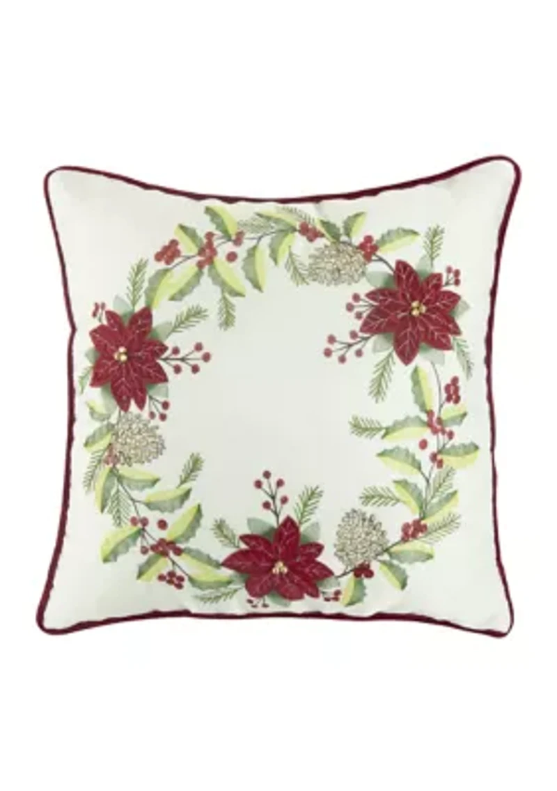 Poinsettia Wreath Pillow