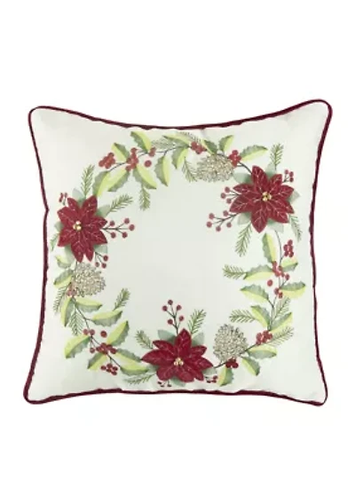 Poinsettia Wreath Pillow