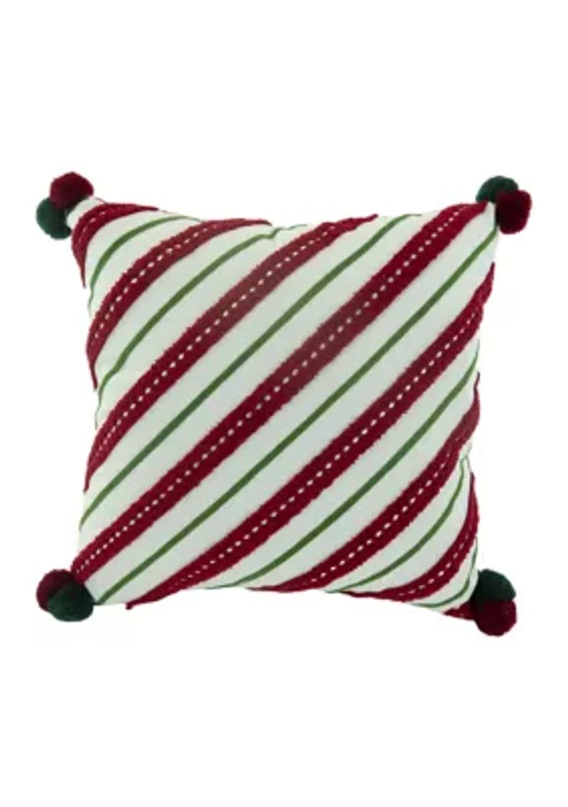 Holiday Stripe Throw Pillow