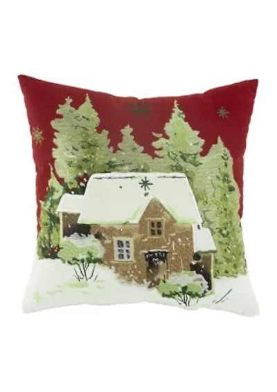 Winter Cabin Throw Pillow