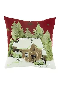 Winter Cabin Throw Pillow