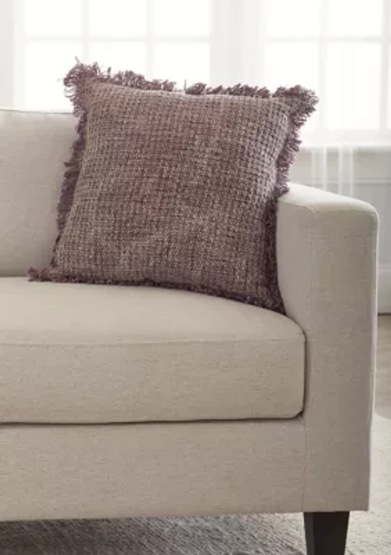 Mauve Basketweave Knit Throw Pillow