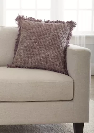 Mauve Basketweave Knit Throw Pillow