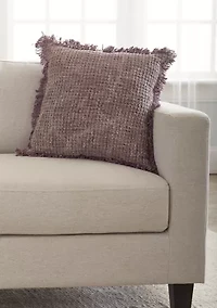 Mauve Basketweave Knit Throw Pillow