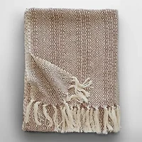 Anella Chevron Stripe Tasseled Cotton Rich Throw