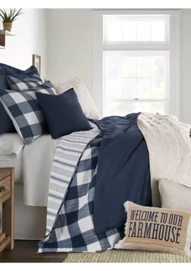 Cross Stitch Bright White Reversible Quilt Set