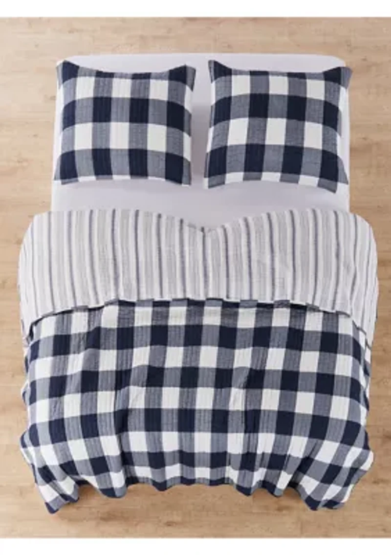 Cross Stitch Bright White Reversible Quilt Set
