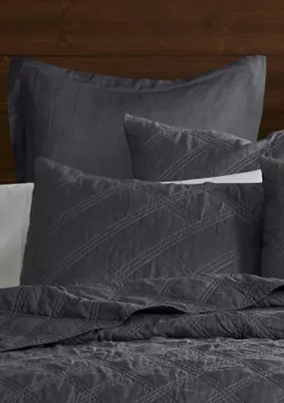 Washed Linen Quilted Sham w/Flange