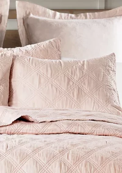 Washed Linen Quilted Sham w/Flange