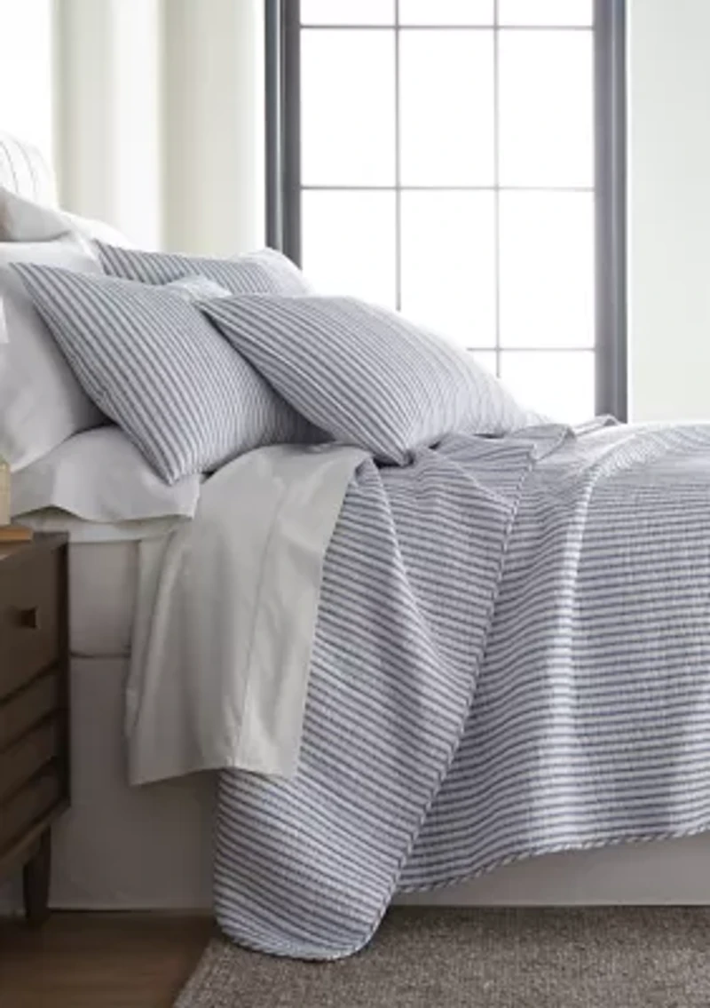 Tobago Stripe Blue Quilt Set