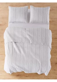Vasari Stripe Gray Quilt Set