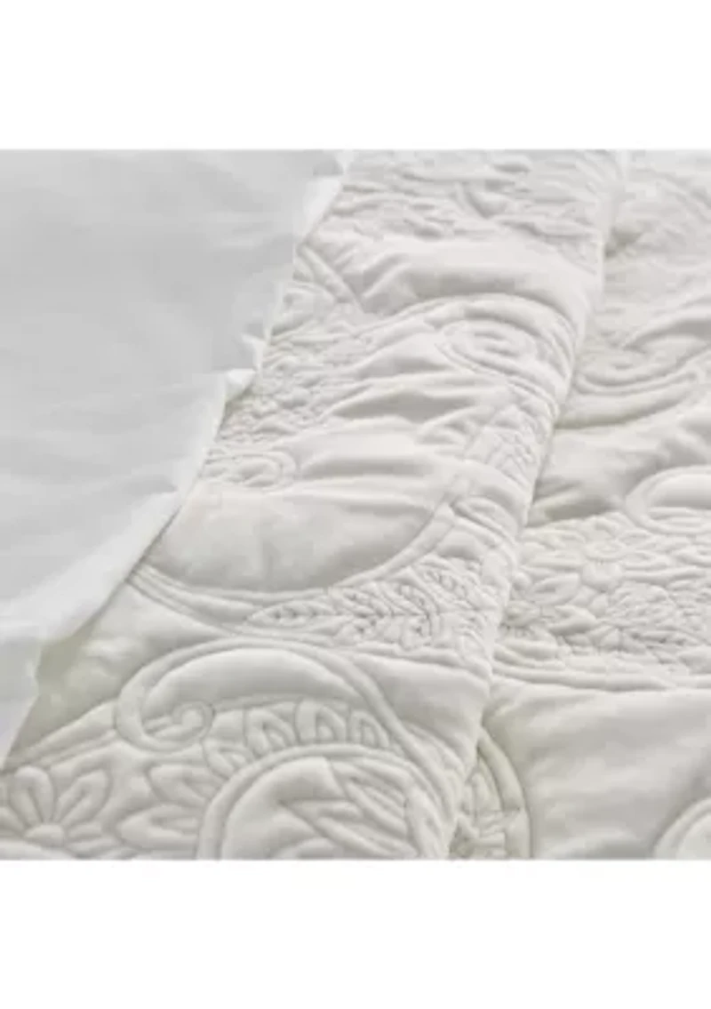 Cream Velvet King  Quilt Set