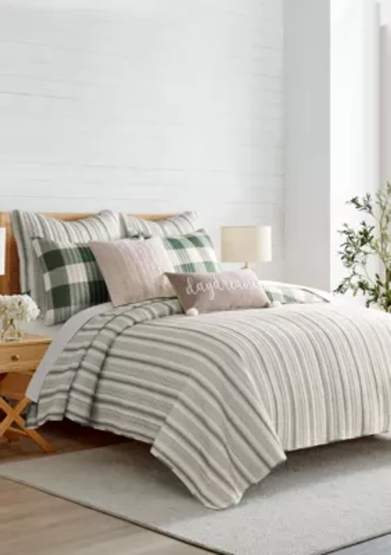 Cross Stitch Bright White Reversible Quilt Set