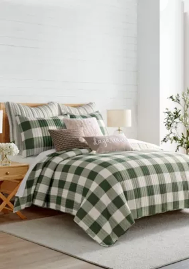 Cross Stitch Bright White Reversible Quilt Set