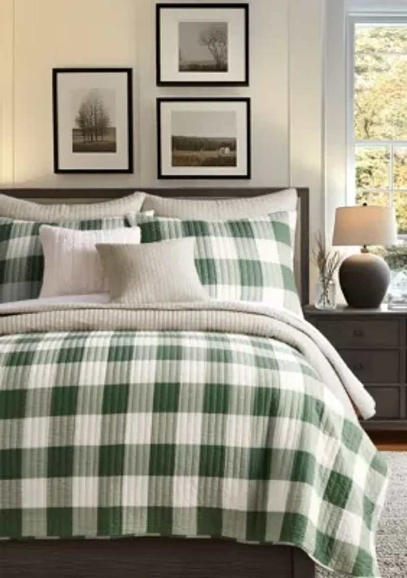 Cross Stitch Bright White Reversible Quilt Set