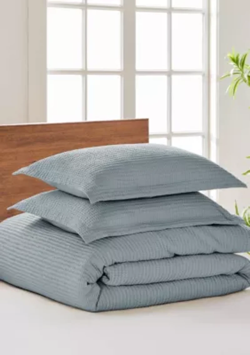 Cloud Waffle Cocoa Duvet Set