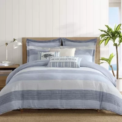 Sand Stripes Blue Twin 2pc Comforter Set