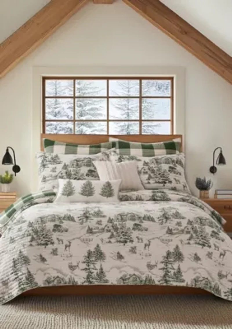Winter Sleigh Ride Red Quilt Set