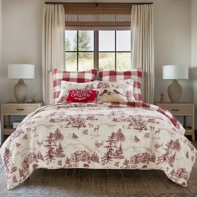 Winter Sleigh Ride Red Quilt Set