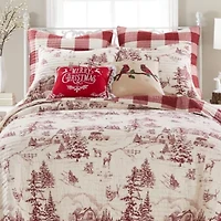 Winter Sleigh Ride Red Quilt Set