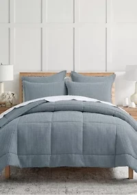 Mills Waffle Slate Blue Comforter Set