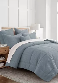 Mills Waffle Slate Blue Comforter Set