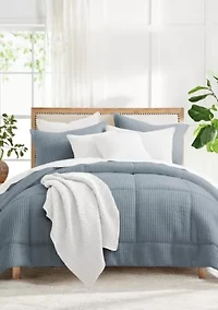 Mills Waffle Slate Blue Comforter Set