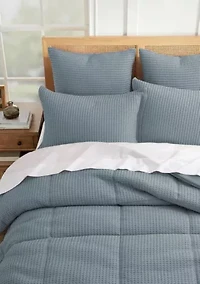 Mills Waffle Slate Blue Comforter Set