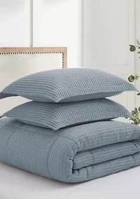 Mills Waffle Slate Blue Comforter Set