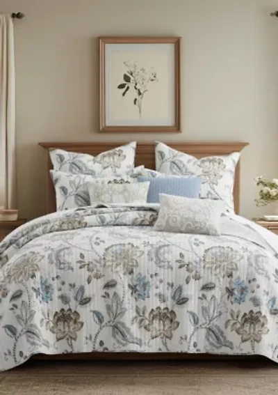 Malaney Neutral Blue Quilt Set