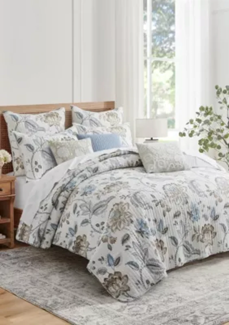 Malaney Neutral Blue Quilt Set