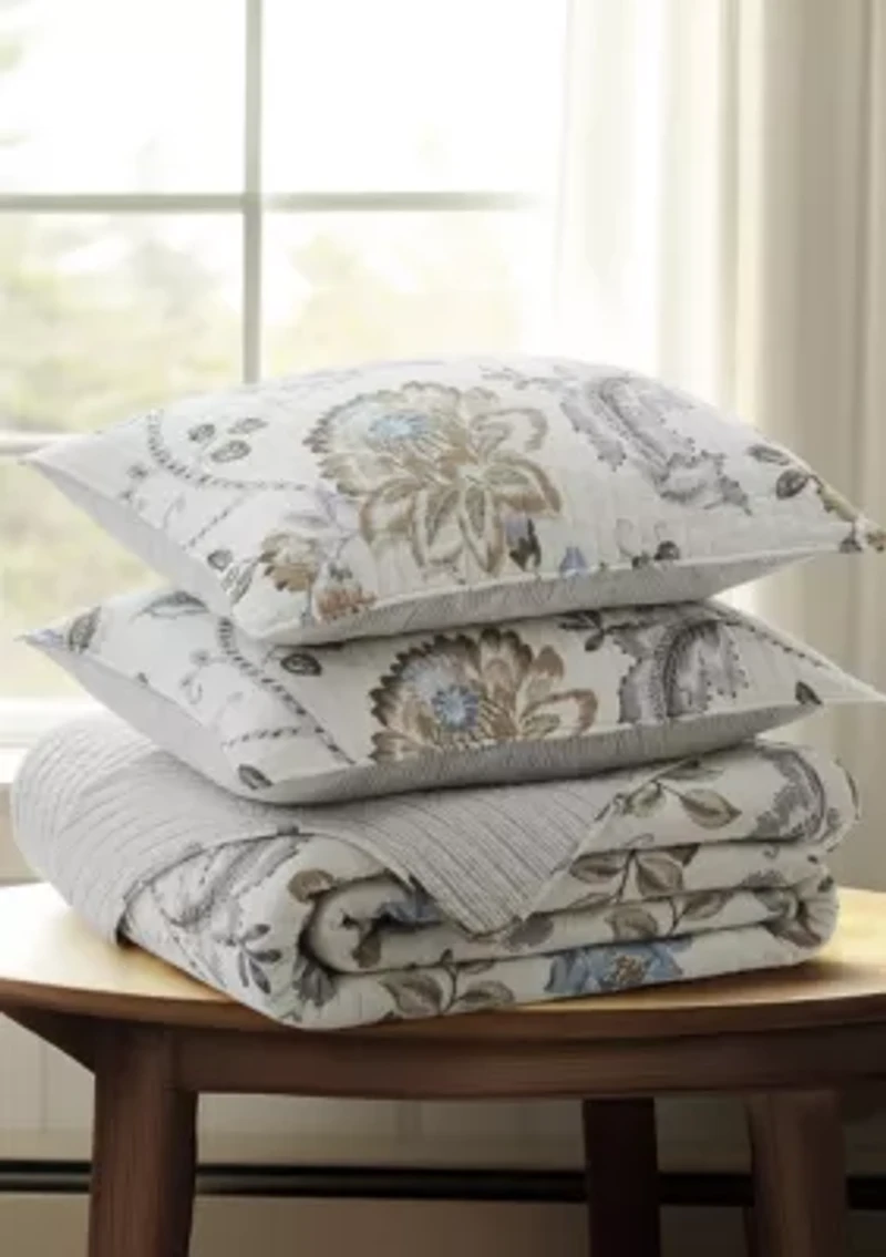 Malaney Neutral Blue Quilt Set