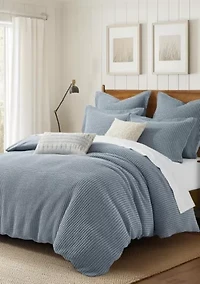 Mills Waffle Forest Green Duvet Set
