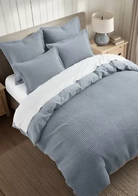 Mills Waffle Forest Green Duvet Set
