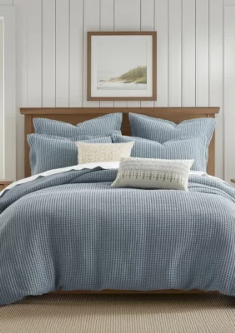 Mills Waffle Forest Green Duvet Set