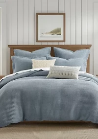 Mills Waffle Forest Green Duvet Set