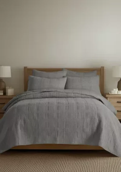 Cloud Waffle Undyed Cream Quilt Set