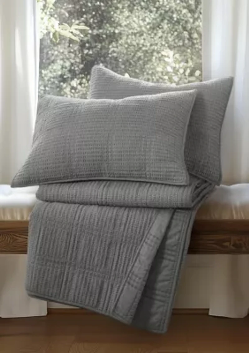 Cloud Waffle Undyed Cream Quilt Set