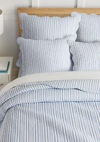 Martha Stripe Blue Quilt Set