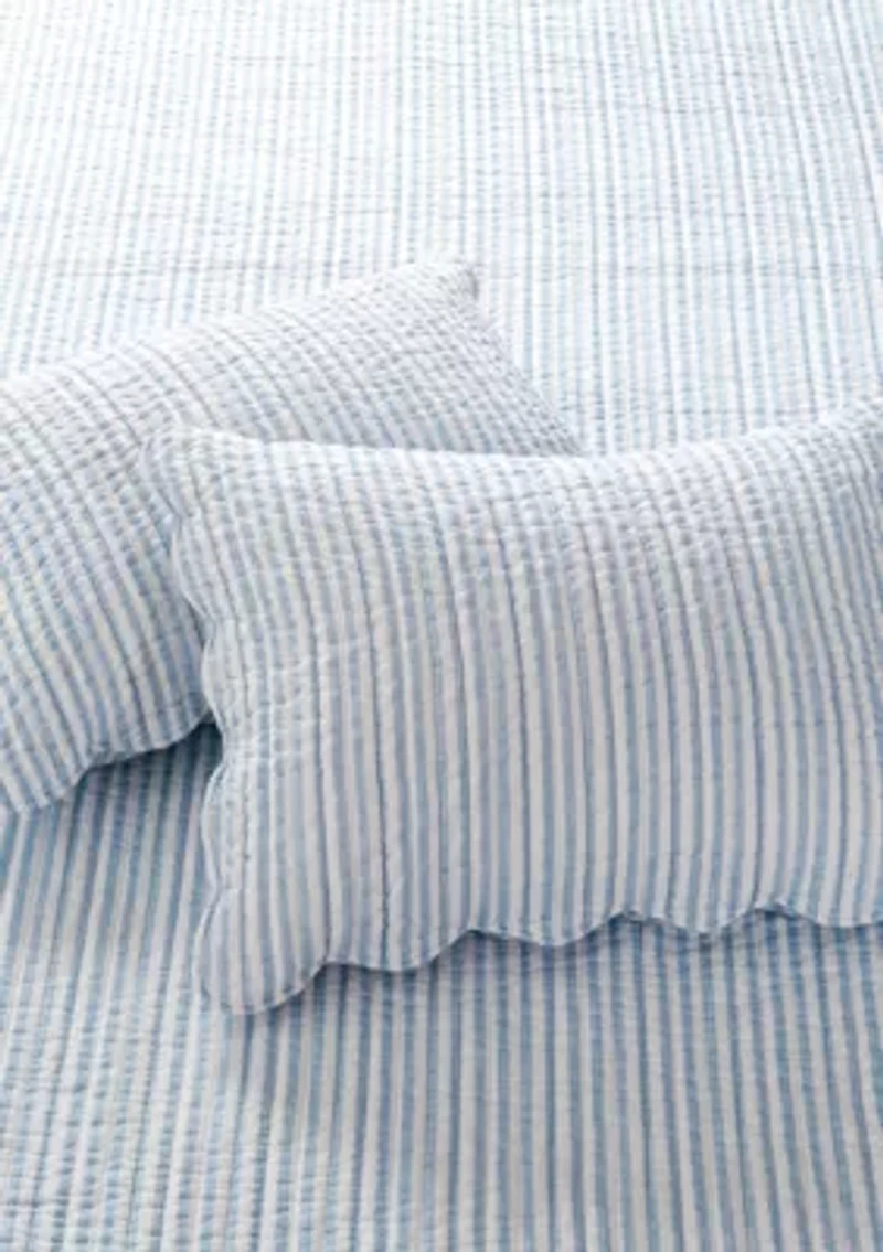 Martha Stripe Blue Quilt Set