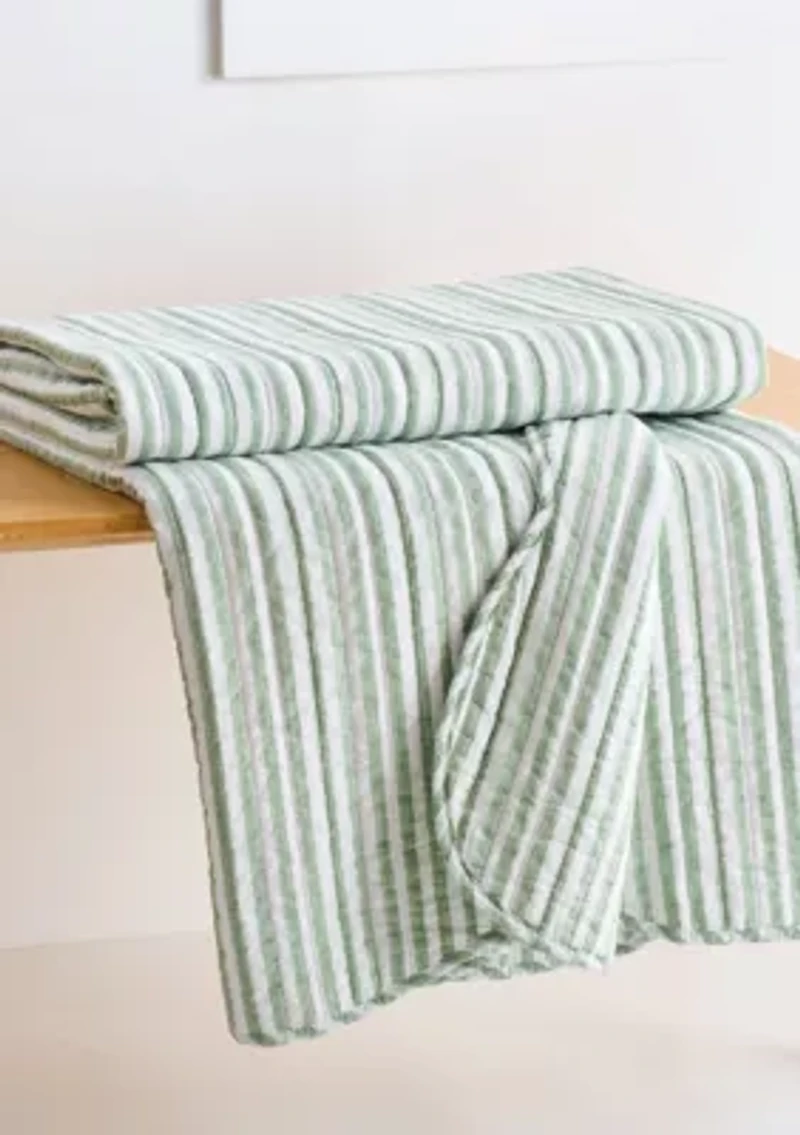 Martha Stripe Quilted Throw