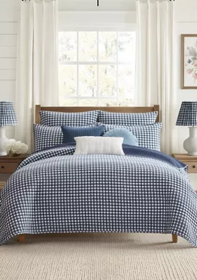 Camden Gingham Stitch Quilt Set