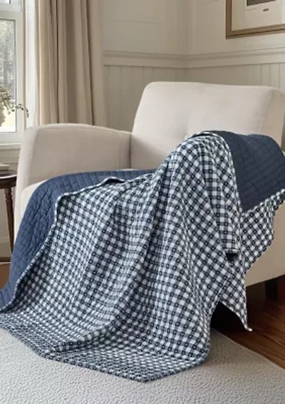 Camden Gingham Stitch Quilted Throw