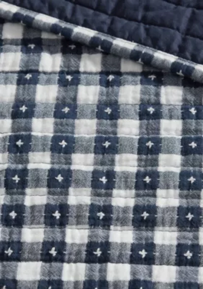 Camden Gingham Stitch Quilted Throw