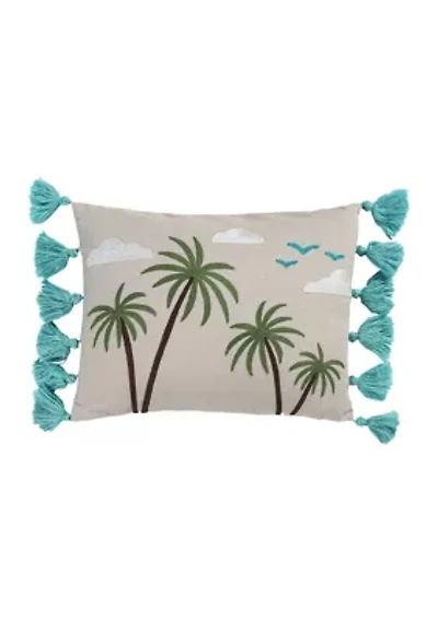 Beach Days Palm Tassel Pillow