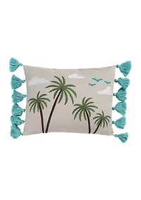 Beach Days Palm Tassel Pillow