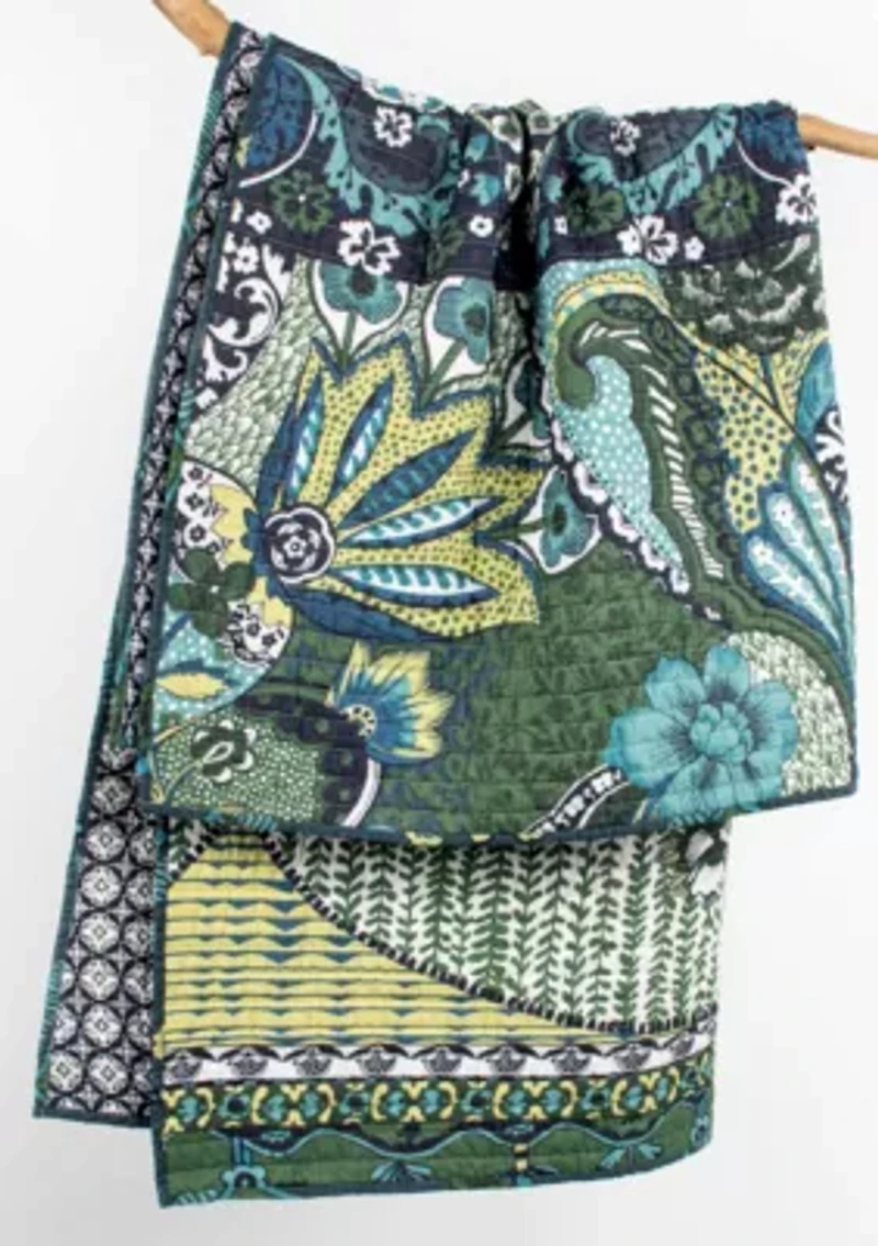 Jules Blue Quilted Throw