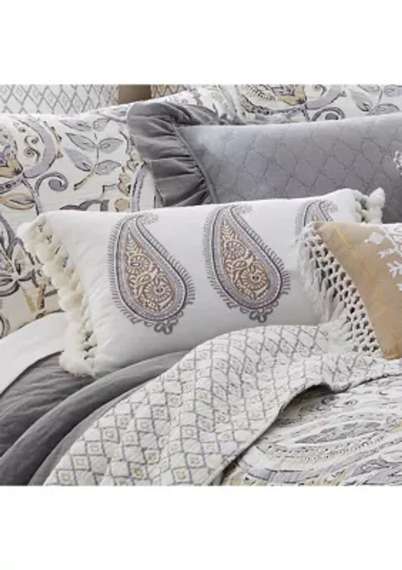 Tamsin Gray Flower Pillow